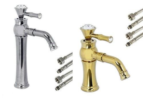 Rubinetto lavabo con cristalli